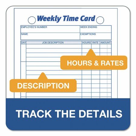 Tops Employee Time Card, 4 1/4x6 3/4, PK100 3016